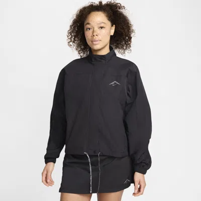 Shop Nike Women's Trail Repel Uv Running Jacket In Black