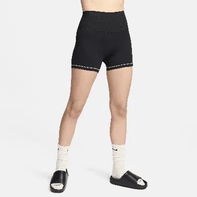 Shop Nike Women's One Rib High-waisted 5" Biker Shorts In Black