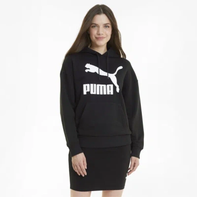 Shop Puma Classics Logo Women's Hoodie In Black