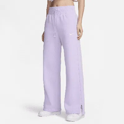 Shop Nike Women's  Sportswear Phoenix Fleece High-waisted Wide-leg Sweatpants In Purple