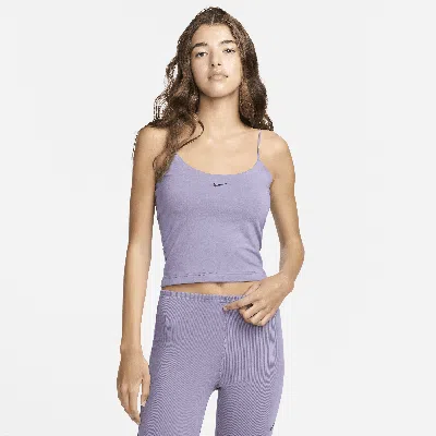 Shop Nike Women's  Sportswear Chill Knit Tight Cami Tank Top In Purple