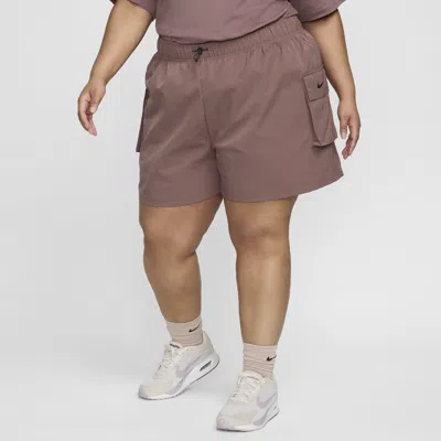 Shop Nike Women's  Sportswear Woven High-rise Shorts (plus Size) In Purple