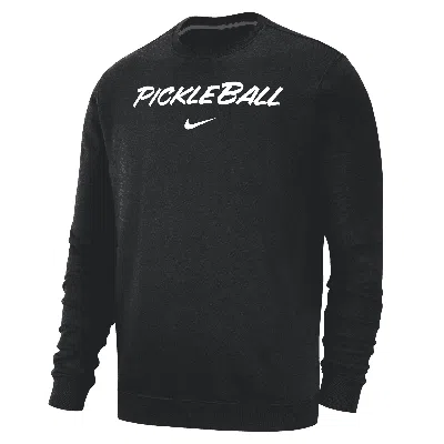Shop Nike Men's Club Fleece Pickleball Crew-neck Pullover Top In Black