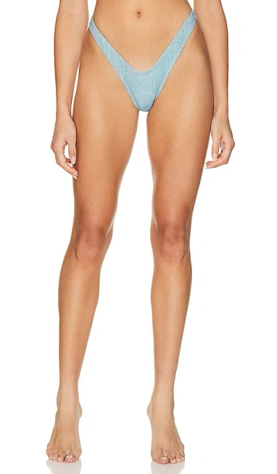 Shop Indah Alba Skimpy Printed Bikini Bottom In Denim