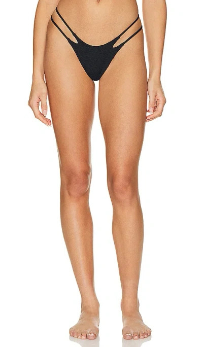 Shop Indah Jovi Skimpy Solid Smocked String Bikini Bottom In Black