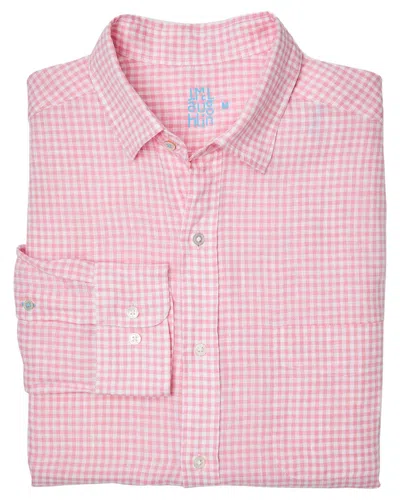 Shop J.mclaughlin Mini Gingham Gramercy Linen Shirt