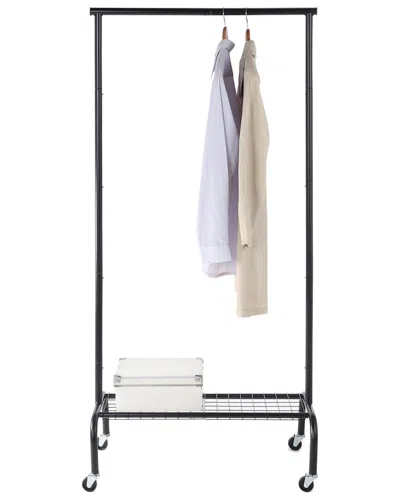 Shop Sunny Point Sunnypoint Single Garment Rack With 1-tier Lower Shelf In Black