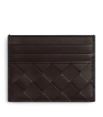 Shop Bottega Veneta Leather Intrecciato Card Holder In Brown