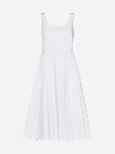 Shop Blanca Vita Aesculus Cotton-blend Midi Dress In White