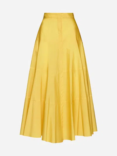 Shop Max Mara Teramo Cotton Long Skirt In Yellow