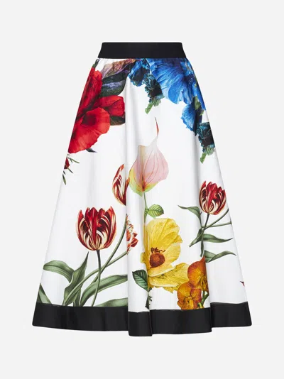 Shop Alice And Olivia Nilda Print Cotton Midi Skirt In Le Parisien
