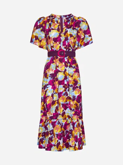 Shop Diane Von Furstenberg Polina Floral Print Cotton Midi Dress In Multicolor