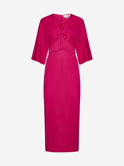 Shop Diane Von Furstenberg Valerie Viscose Midi Dress In Bright Berry
