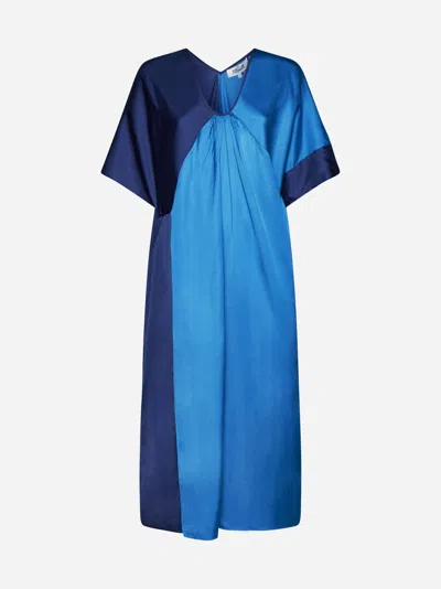 Shop Diane Von Furstenberg Ange Color-block Viscose Dress In Blue