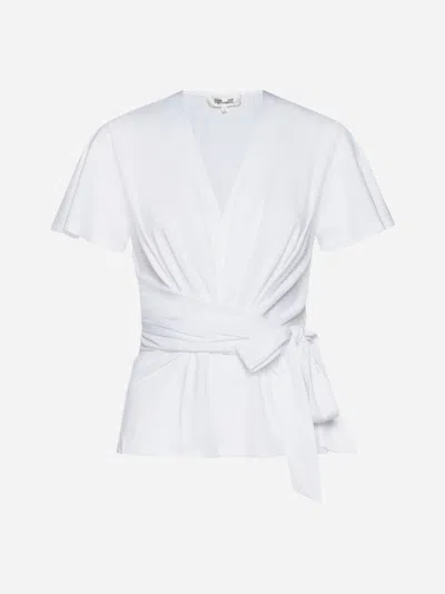 Shop Diane Von Furstenberg Siena Cotton-blend Top In White