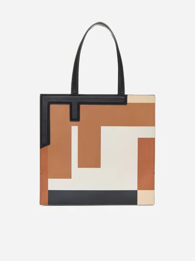Shop Fendi Flip Medium Ff Puzzle Leather Bag In Multicolor