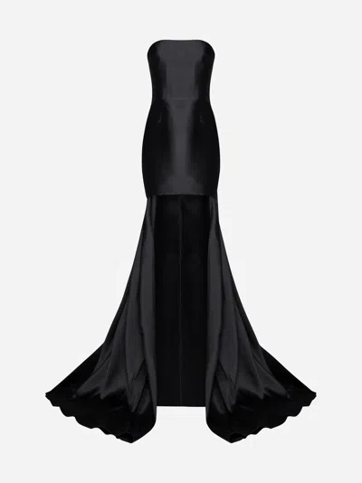 Shop Solace London Neva Train Mini Dress In Black