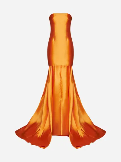Shop Solace London Neva Train Mini Dress In Orange