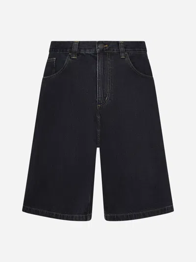 Shop Carhartt Brandon Smith Denim Shorts In Black Stone Washed