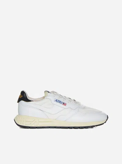 Shop Autry Reelwind Leather And Nylon Low Sneakers In White