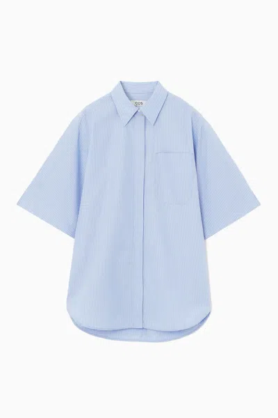 Shop Cos Short-sleeved Pinstriped Shirt In Blue