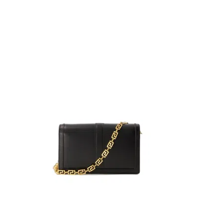 Shop Versace Greca Goddess Wallet On Chain  - Leather - Black