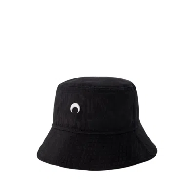 Shop Marine Serre Regenerated Moire Bucket Hat - Cotton - Black