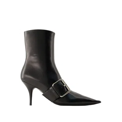 Shop Balenciaga Knife Belt M80 Ankle Boots - Leather - Black/silver