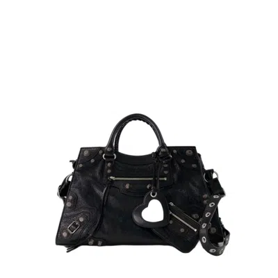 Shop Balenciaga Neo Cagole City Bag - Leather - Black