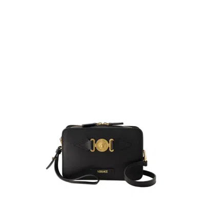 Shop Versace Medusa Biggie Camera Bag - Leather - Black