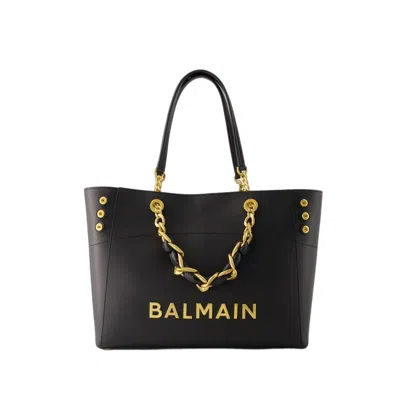 Shop Balmain 1945 Soft Shopper Bag - Leather - Black