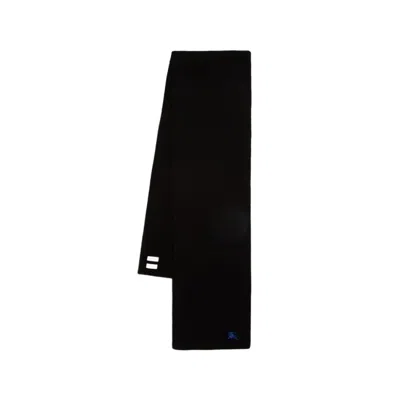 Burberry Logo Embroidered Knitted Scarf In Black