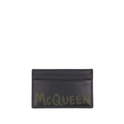 Shop Alexander Mcqueen Card Holder - Leather - Black/khaki