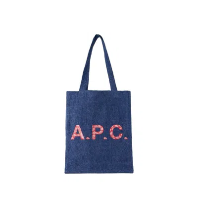 Shop Apc Lou Shopper Bag - Cotton - Blue Denim