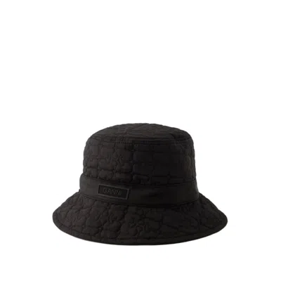 Shop Ganni Quilted Tech Bucket Hat - Synthetic - Black