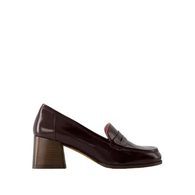 Shop Rouje Dorothee Loafers - Leather - Burgundy Vintage In Black