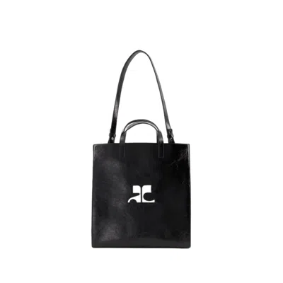 Shop Courrèges Heritage Naplack Shopper Bag - Leather - Black