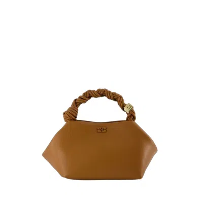 Shop Ganni Bou Crossbody Bag - Leather - Brown In Orange