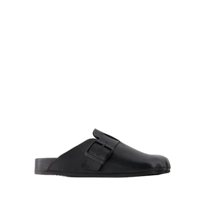 Shop Balenciaga Sunday Slides - Leather - Black