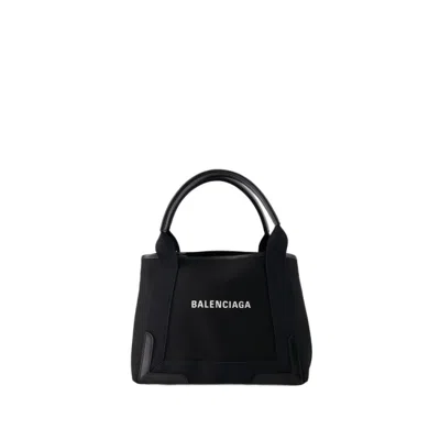 Shop Balenciaga Navy S Shopper Bag - Leather - Black