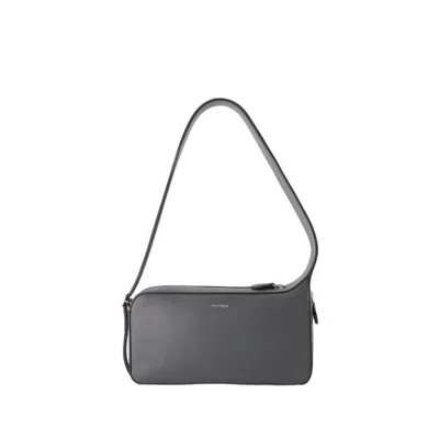 Shop Courrèges One Racer Hobo Bag - Leather - Steel Grey In White