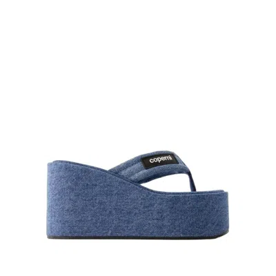 Shop Coperni Wedge Sandals - Canvas - Washed Blue