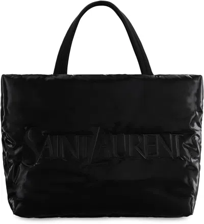 Shop Saint Laurent Logo Detailed Top Handle Bag In Black