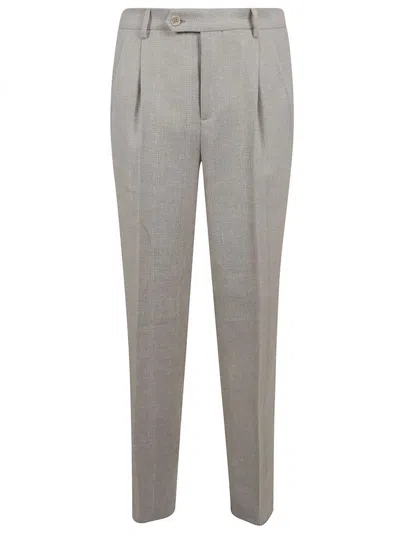 Shop Brunello Cucinelli Pleated Straight Leg Trousers In Grey