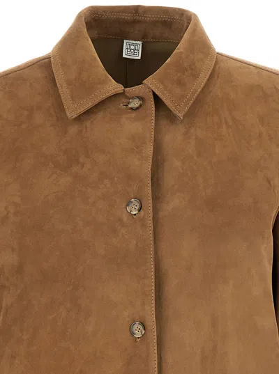 Shop Totême Brown Panelled Shirt In Suede Woman