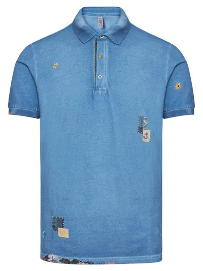 Shop Bob Patch Detailed Polo Shirt In Blue