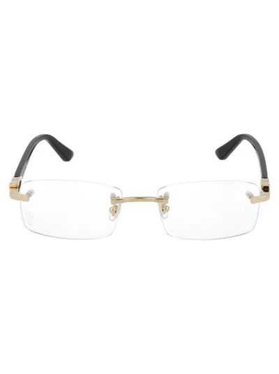 Shop Cartier Optical In 001 Gold Black Transparent