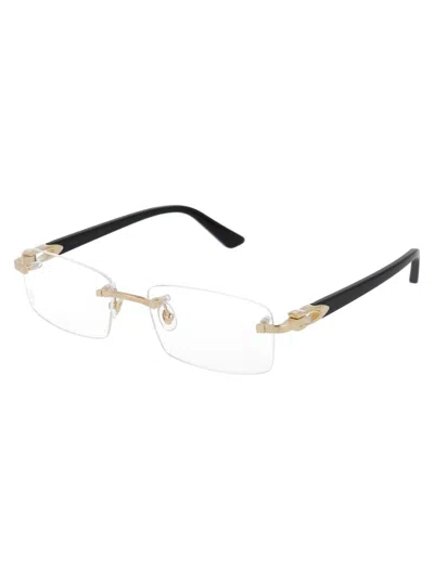 Shop Cartier Optical In 001 Gold Black Transparent