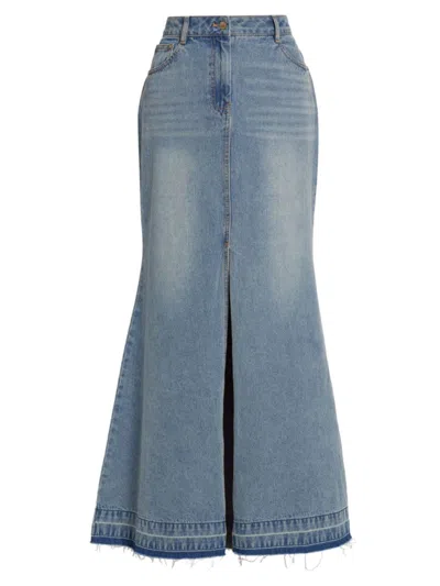 Shop Loveshackfancy Women's Risia Denim Maxi Skirt In Montauk Blue