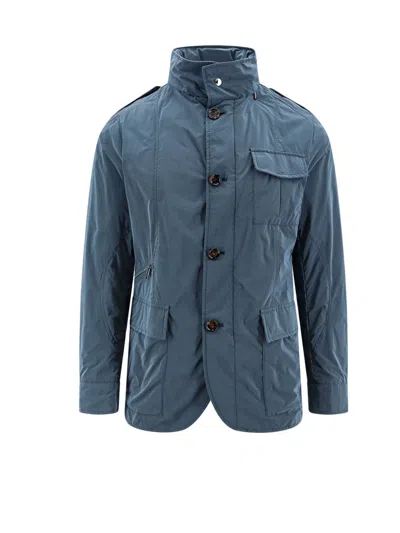 Shop Moorer Porto Buttoned Jacket In Blue